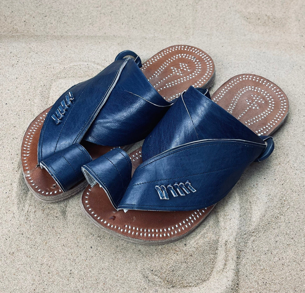 Mens Blue Leather Sandals ~ SandCruisers ~ Traditional Arabian Sandals ~ Great for Outdoors, Beaches, Parks, Lakes and Earthing!