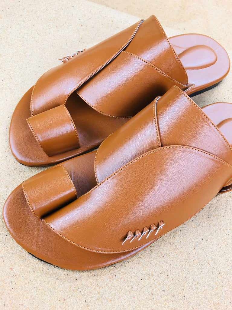 Mens Caramel Vegan Leather Sandals ~ SandCruisers ~ Traditional Arabian Sandals ~ Great for Outdoors, Beaches, Parks, Pools & Parties!