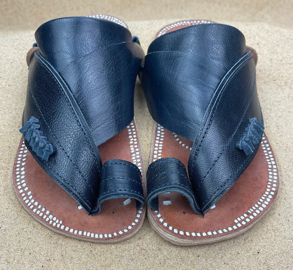 Womens Navy Blue Leather Sandals ~ SandCruisers ~ Handmade Traditional Arabian Sandals ~ Great for Outdoors, Beaches, Parks and Earthing!