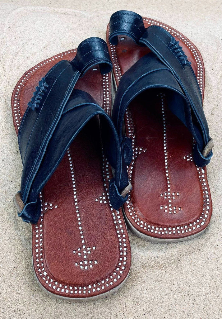 Mens Navy Blue Leather Sandals ~ SandCruisers ~ Traditional Arabian Sandals ~ Great for Outdoors, Beaches, Parks, Lakes, Pools & Parties!