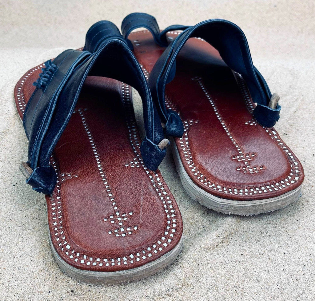 Mens Navy Blue Leather Sandals ~ SandCruisers ~ Traditional Arabian Sandals ~ Great for Outdoors, Beaches, Parks, Lakes, Pools & Parties!