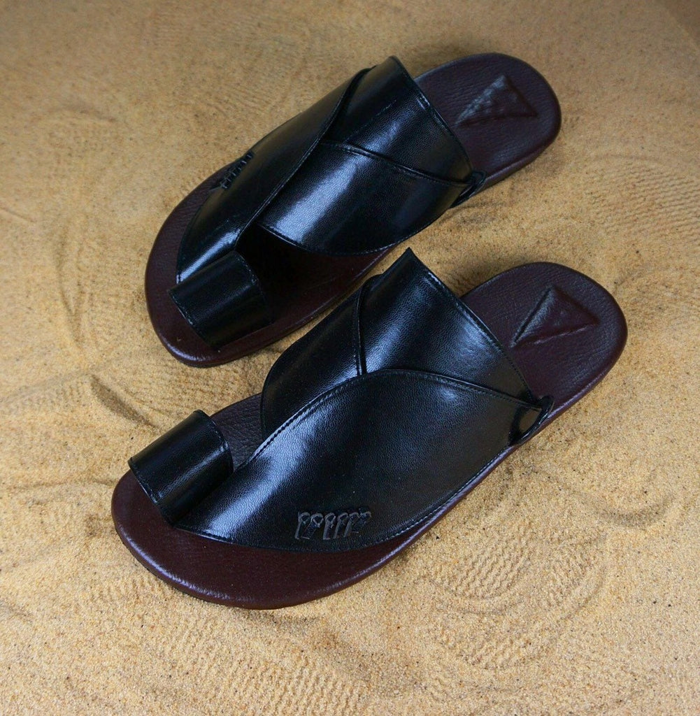 Mens Black Vegan Leather Sandals ~ SandCruisers ~ Traditional Arabian Sandals ~ Great for Outdoors, Beaches, Parks, Lakes, Pools & Parties!