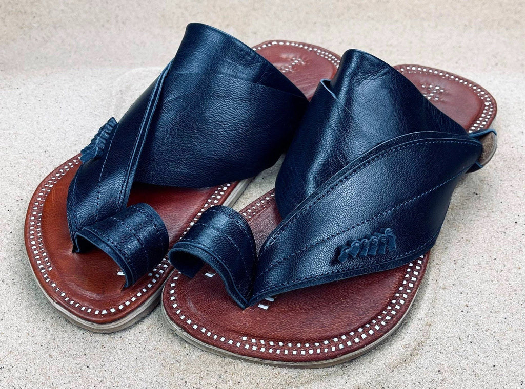 Mens Navy Blue Leather Sandals ~ SandCruisers ~ Traditional Arabian Sandals ~ Great for Outdoors, Beaches, Parks, Lakes, Pools & Parties!