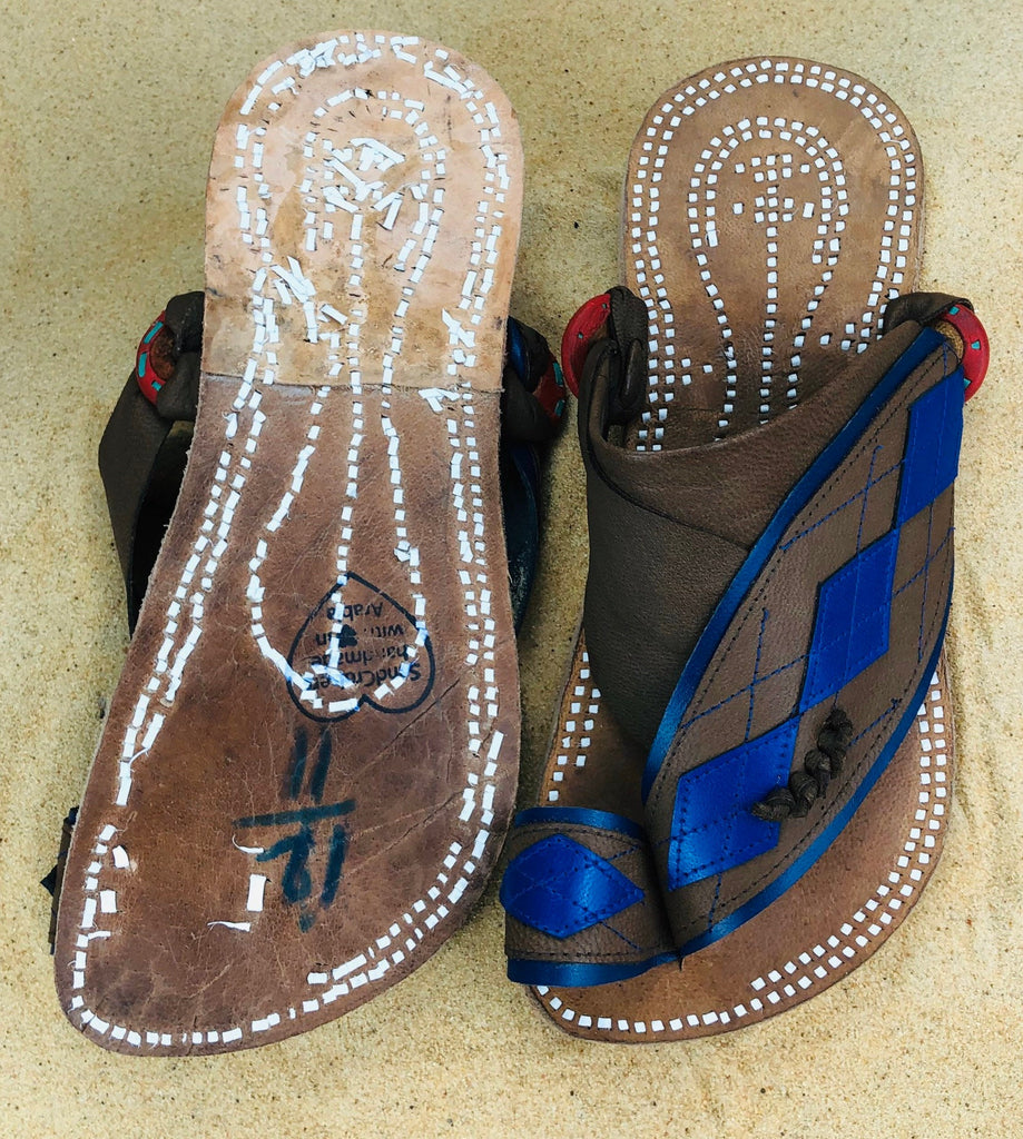 Mens Blue Leather Sandals ~ SandCruisers ~ Traditional Arabian Sandals ~ Great for Outdoors, Beaches, Parks, Lakes and Earthing!