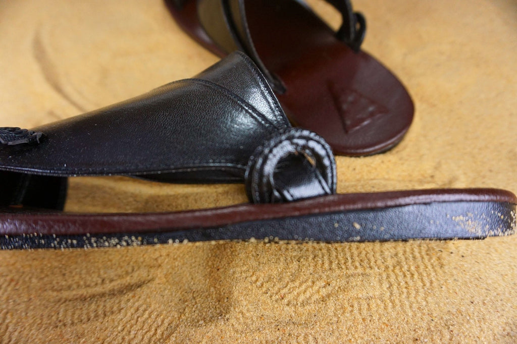 Mens Black Vegan Leather Sandals ~ SandCruisers ~ Traditional Arabian Sandals ~ Great for Outdoors, Beaches, Parks, Lakes, Pools & Parties!
