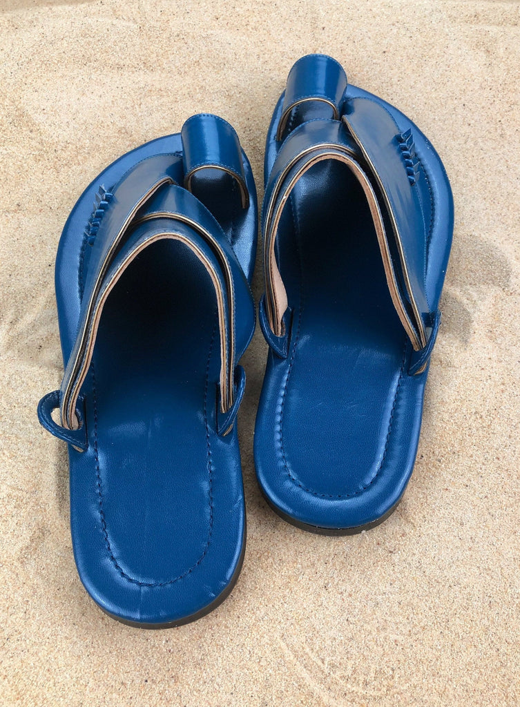 Mens Royal Blue Vegan Leather Sandals ~ SandCruisers ~ Traditional Arabian Sandals ~ Great for Outdoors, Beaches, Parks, Pools & Parties!