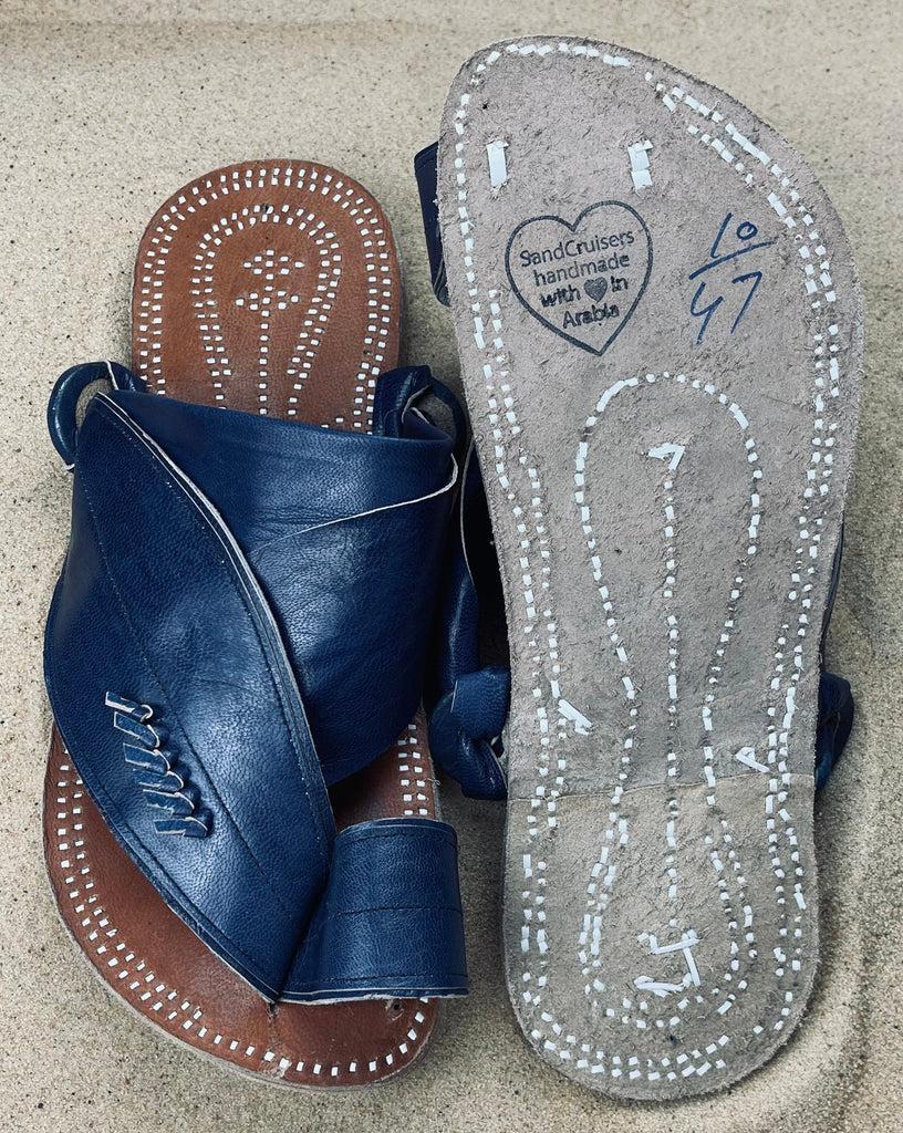 Mens Blue Leather Sandals ~ SandCruisers ~ Traditional Arabian Sandals ~ Great for Outdoors, Beaches, Parks, Lakes and Earthing!