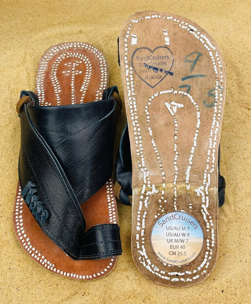 Womens Navy Blue Leather Sandals ~ SandCruisers ~ Handmade Traditional Arabian Sandals ~ Great for Outdoors, Beaches, Parks and Earthing!