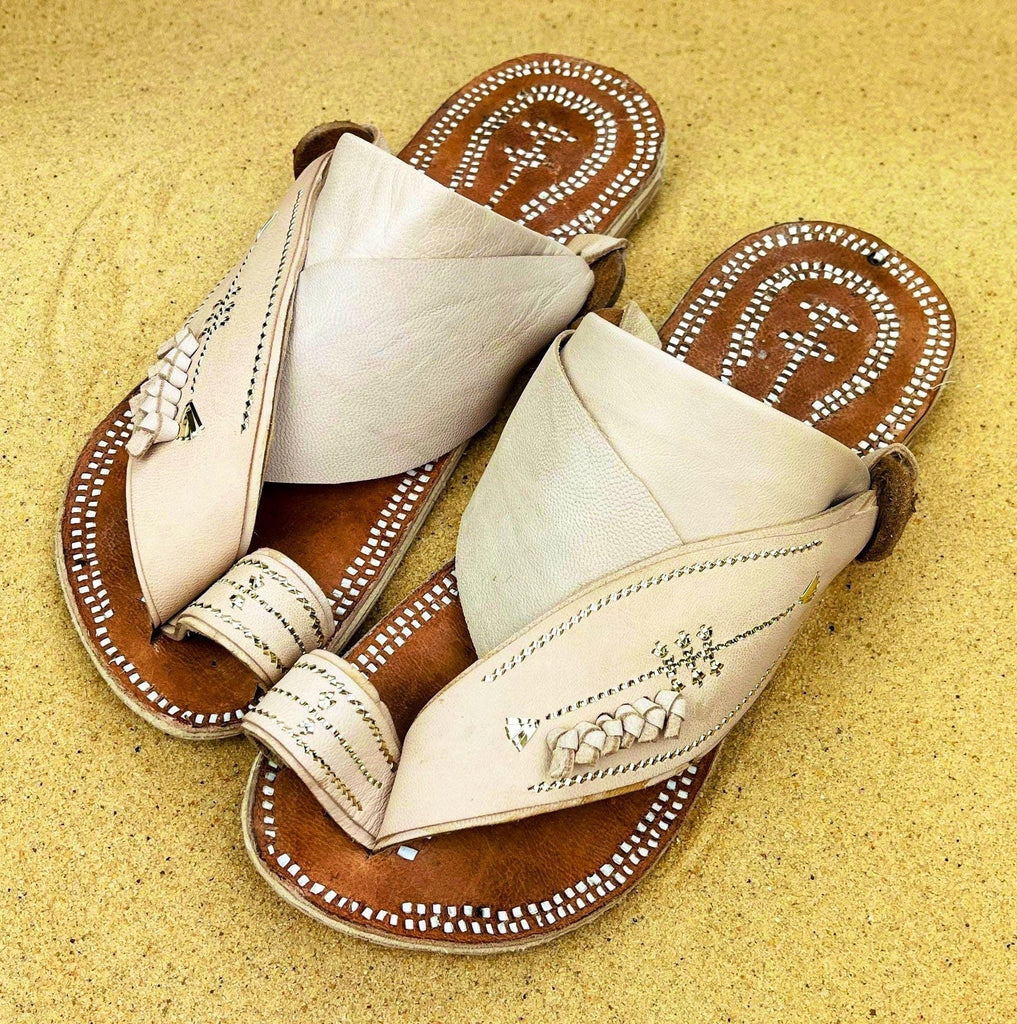 Womens Cream Leather Sandals ~ SandCruisers ~ Handmade Traditional Arabian Sandals ~ Great for Outdoors, Beaches, Parks, Lakes and Earthing!