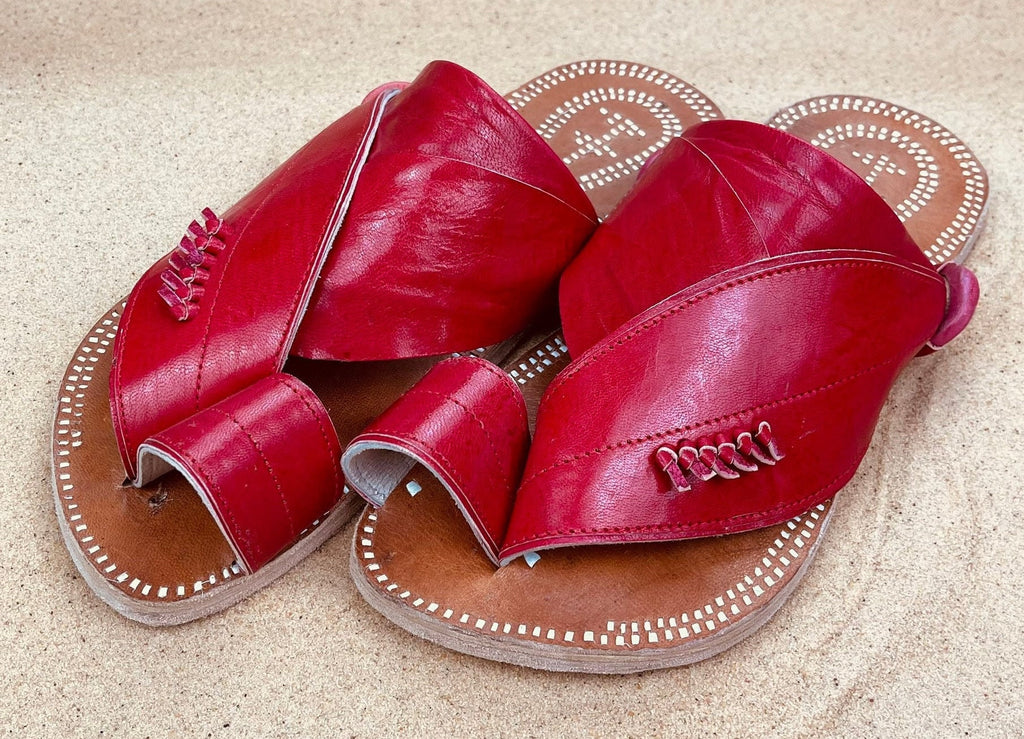 Mens Red Leather Sandals ~ SandCruisers ~ Handmade Traditional Arabian Sandals ~ Great for Outdoors, Beaches, Parks, Lakes and Earthing!
