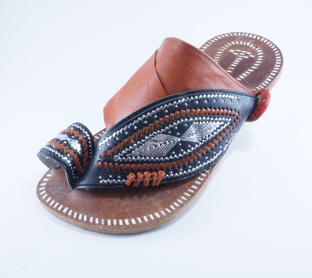 Mens Black with Caramel Leather Sandals ~ SandCruisers ~ Traditional Arabian Sandals ~ Great for Outdoors, Beaches, Parks and Earthing!