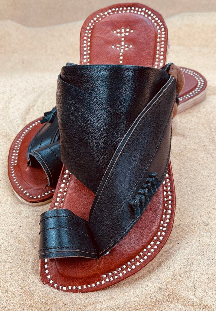 Mens Black Leather Sandals ~ SandCruisers ~ Traditional Arabian Sandals ~ Great for Outdoors, Beaches, Parks, Lakes, Pools & Parties!