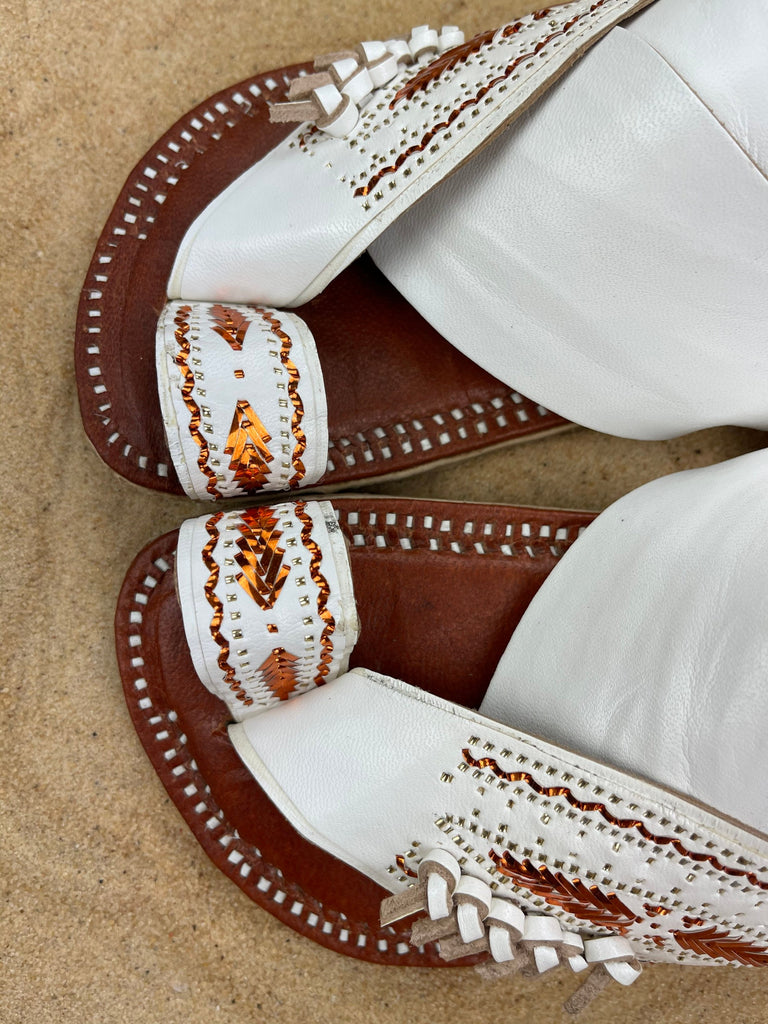 Womens White Leather Sandals ~ SandCruisers ~ Traditional Arabian Sandals ~ Great for Outdoors, Beaches, Parks, Lakes, Pools & Parties!