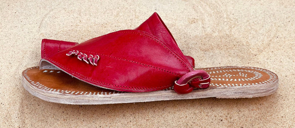 Mens Red Leather Sandals ~ SandCruisers ~ Handmade Traditional Arabian Sandals ~ Great for Outdoors, Beaches, Parks, Lakes and Earthing!