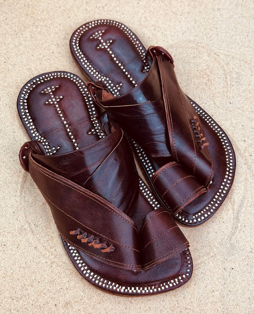 Mens Brown Leather Sandals ~ SandCruisers ~ Traditional Arabian Sandals ~ Great for Outdoors, Beaches, Parks, Lakes, Pools & Parties!