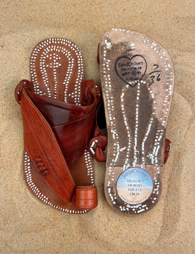 Womens Brown Leather Sandals ~ SandCruisers ~ Handmade Traditional Arabian Sandals ~ Great for Outdoors, Beaches, Parks, Lakes and Earthing!
