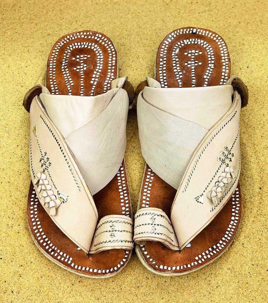 Womens Cream Leather Sandals ~ SandCruisers ~ Handmade Traditional Arabian Sandals ~ Great for Outdoors, Beaches, Parks, Lakes and Earthing!