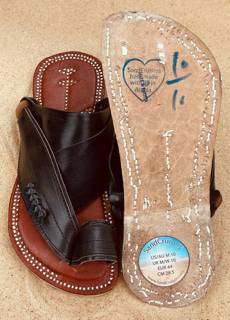 Mens Black Leather Sandals ~ SandCruisers ~ Traditional Arabian Sandals ~ Great for Outdoors, Beaches, Parks, Lakes, Pools & Parties!