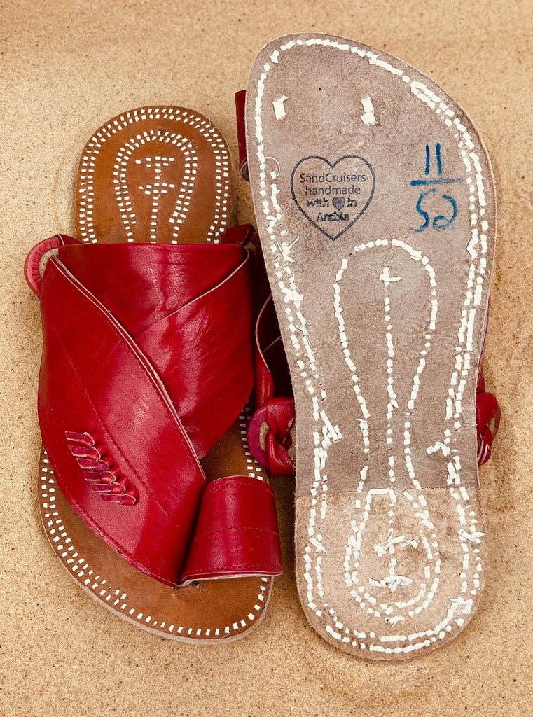 Mens Red Leather Sandals ~ SandCruisers ~ Handmade Traditional Arabian Sandals ~ Great for Outdoors, Beaches, Parks, Lakes and Earthing!