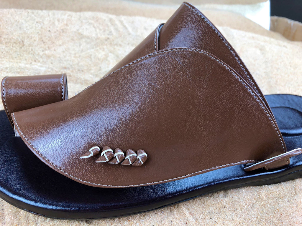 Mens Brown Vegan Leather ~ SandCruisers ~ Traditional Arabian Sandals ~ Great for Outdoors, Beaches, Parks, Lakes, Pools & Parties!