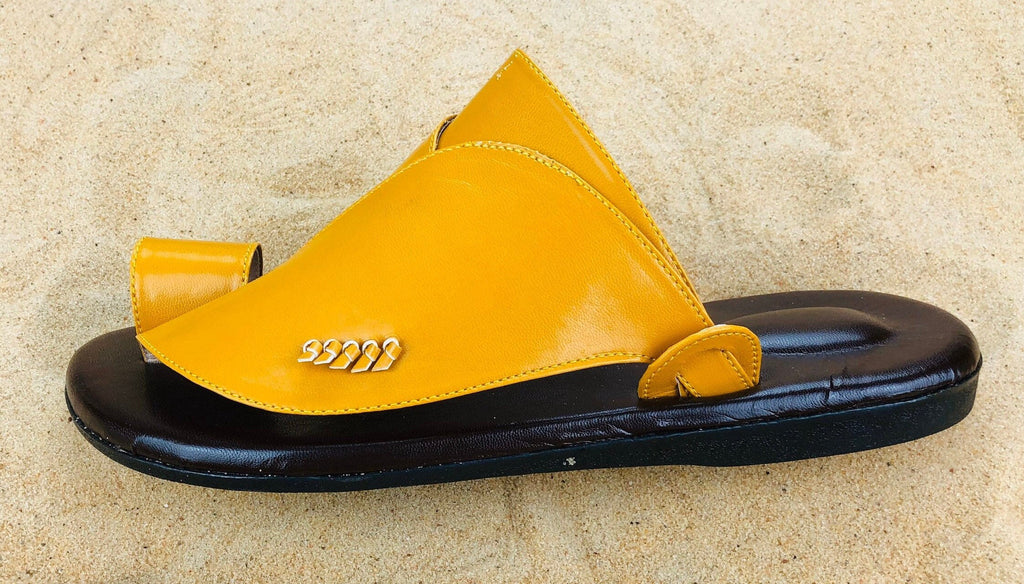 Mens Yellow Vegan Leather Sandals ~ SandCruisers ~ Traditional Arabian Sandals ~ Great for Outdoors, Beaches, Parks, Lakes, Pools!