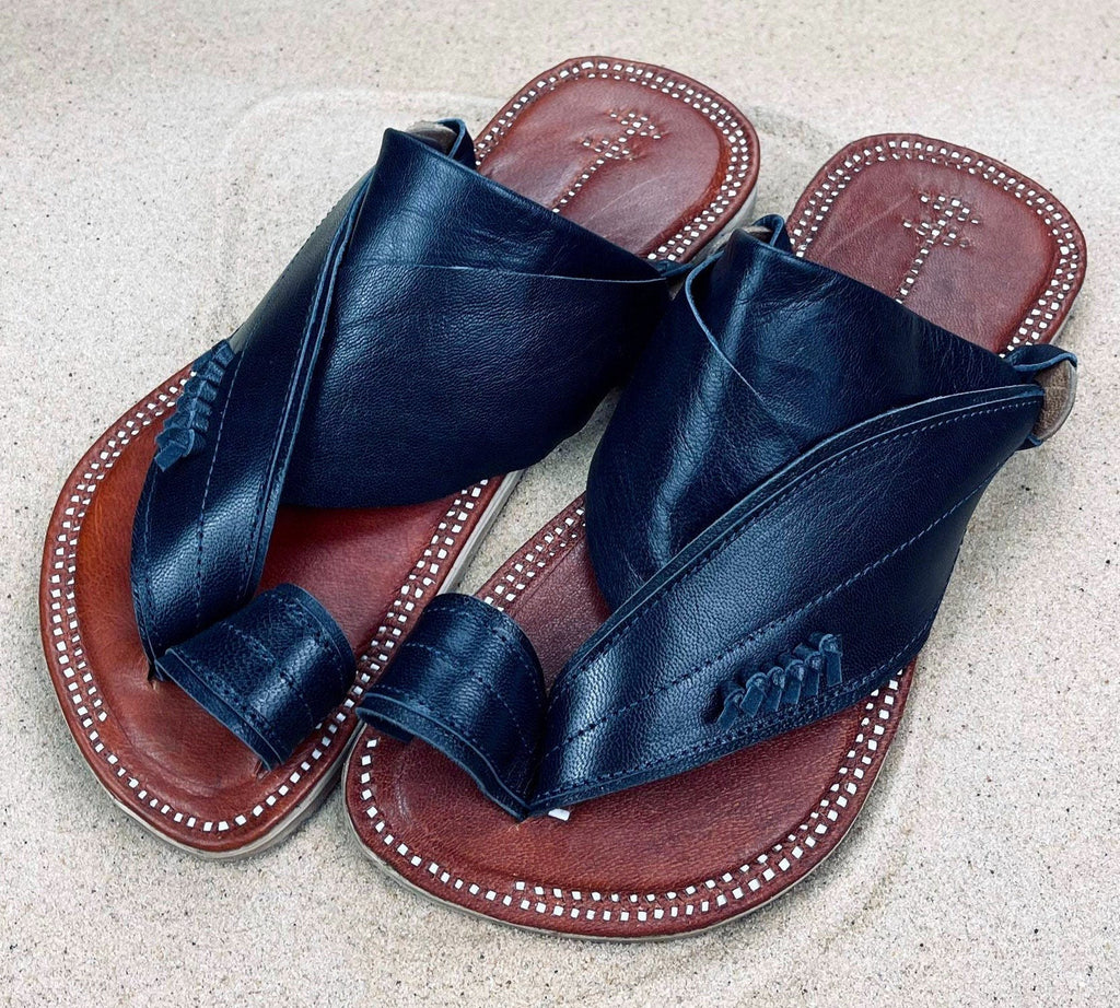 Mens Navy Blue Leather Sandals ~ SandCruisers ~ Traditional Arabian Sandals ~ Great for Outdoors, Beaches, Parks, Lakes, Pools & Parties!