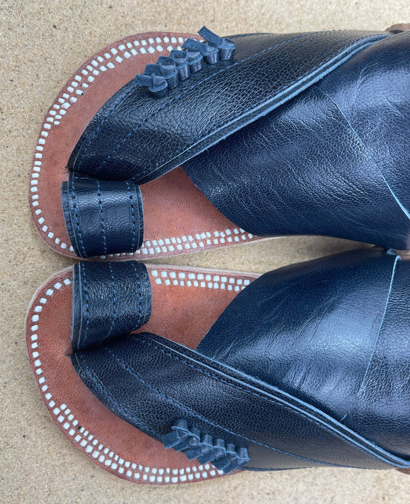 Womens Navy Blue Leather Sandals ~ SandCruisers ~ Handmade Traditional Arabian Sandals ~ Great for Outdoors, Beaches, Parks and Earthing!