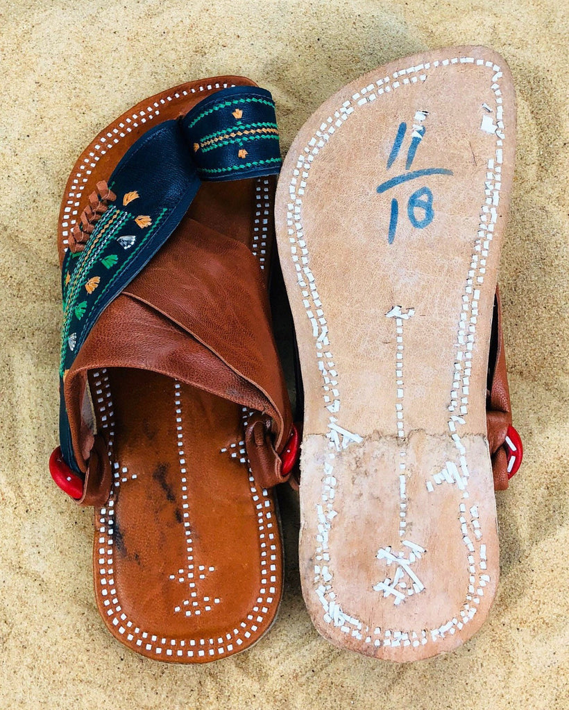 Mens Blue and Brown Leather Sandals ~ SandCruisers ~ Traditional Arabian Sandals ~ Great for Outdoors, Beaches, Parks, Pools & Parties!