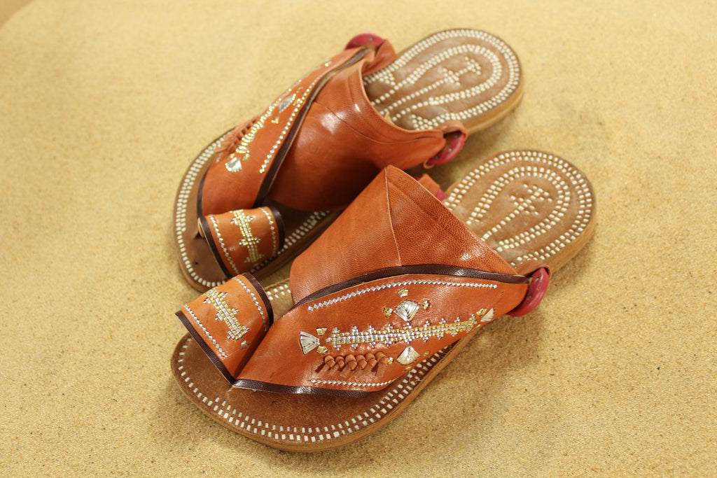 Mens Camel-Colored Leather Sandals ~ SandCruisers ~ Traditional Arabian Sandals ~ Great for Outdoors, Beaches, Parks, Lakes and Earthing!