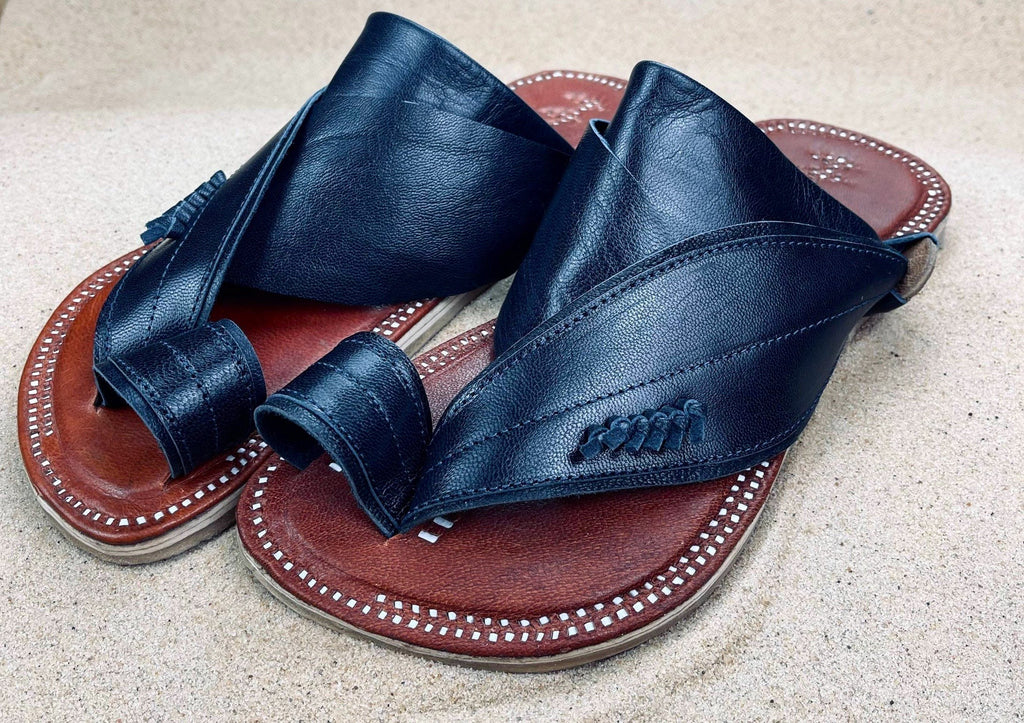Mens Navy Blue Leather Sandals ~ SandCruisers ~ Traditional Arabian Sandals ~ Great for Outdoors, Beaches, Parks, Lakes, Pools & Parties!