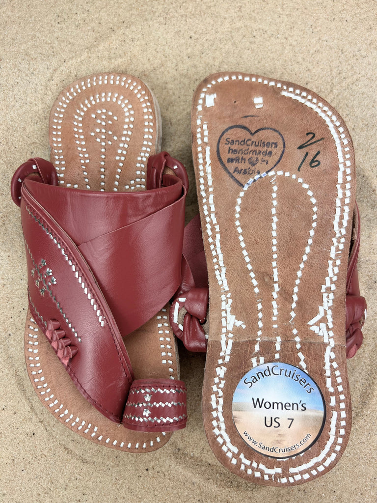 Womens Red Leather Sandals ~ SandCruisers ~ Handmade Traditional Arabian Sandals ~ Great for Outdoors, Beaches, Parks, Lakes and Earthing!