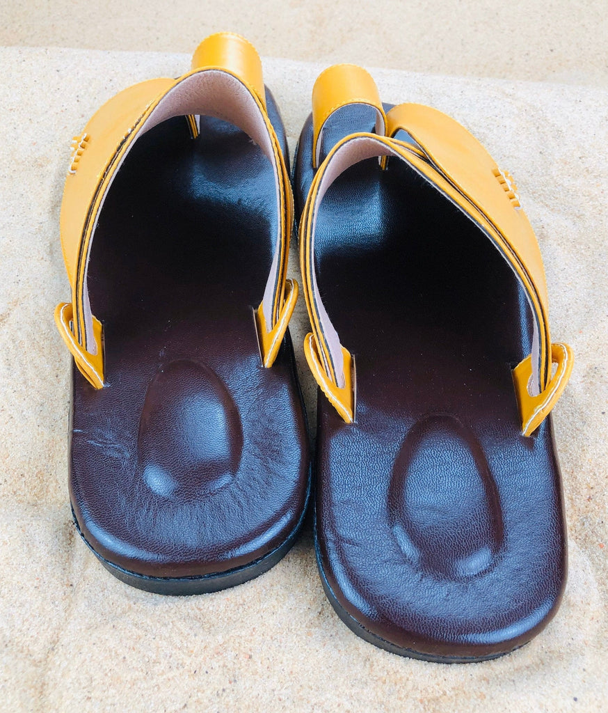Mens Yellow Vegan Leather Sandals ~ SandCruisers ~ Traditional Arabian Sandals ~ Great for Outdoors, Beaches, Parks, Lakes, Pools!