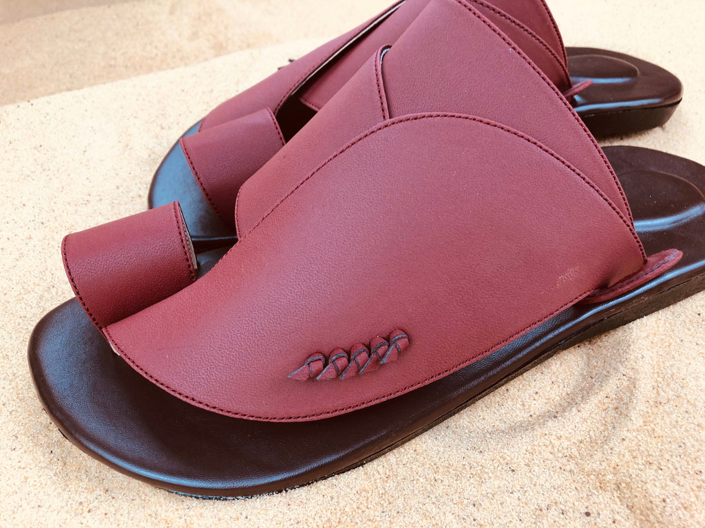 Mens Red Vegan Leather Sandals ~ SandCruisers ~ Traditional Arabian Sandals ~ Great for Outdoors, Beaches, Parks, Lakes, Pools & Parties!