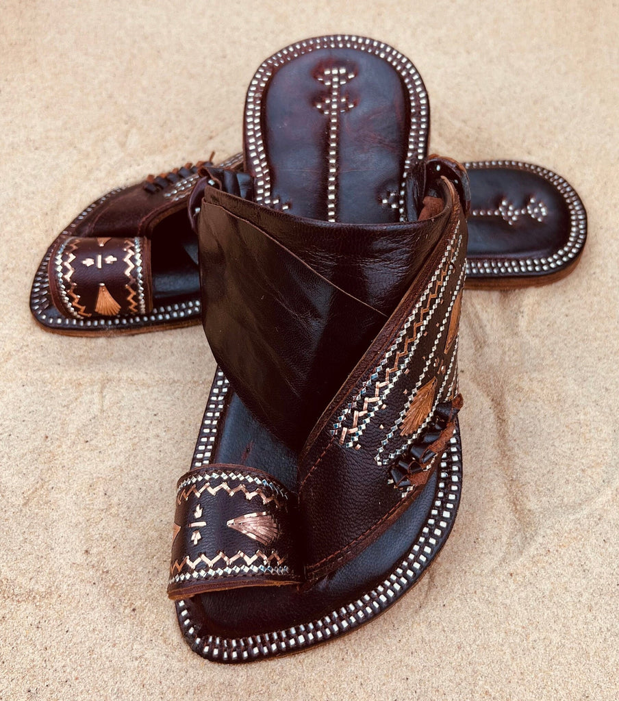 Mens Brown Leather Sandals ~ SandCruisers ~ Traditional Arabian Sandals ~ Great for Outdoors, Beaches, Parks, Lakes, Pools & Parties!