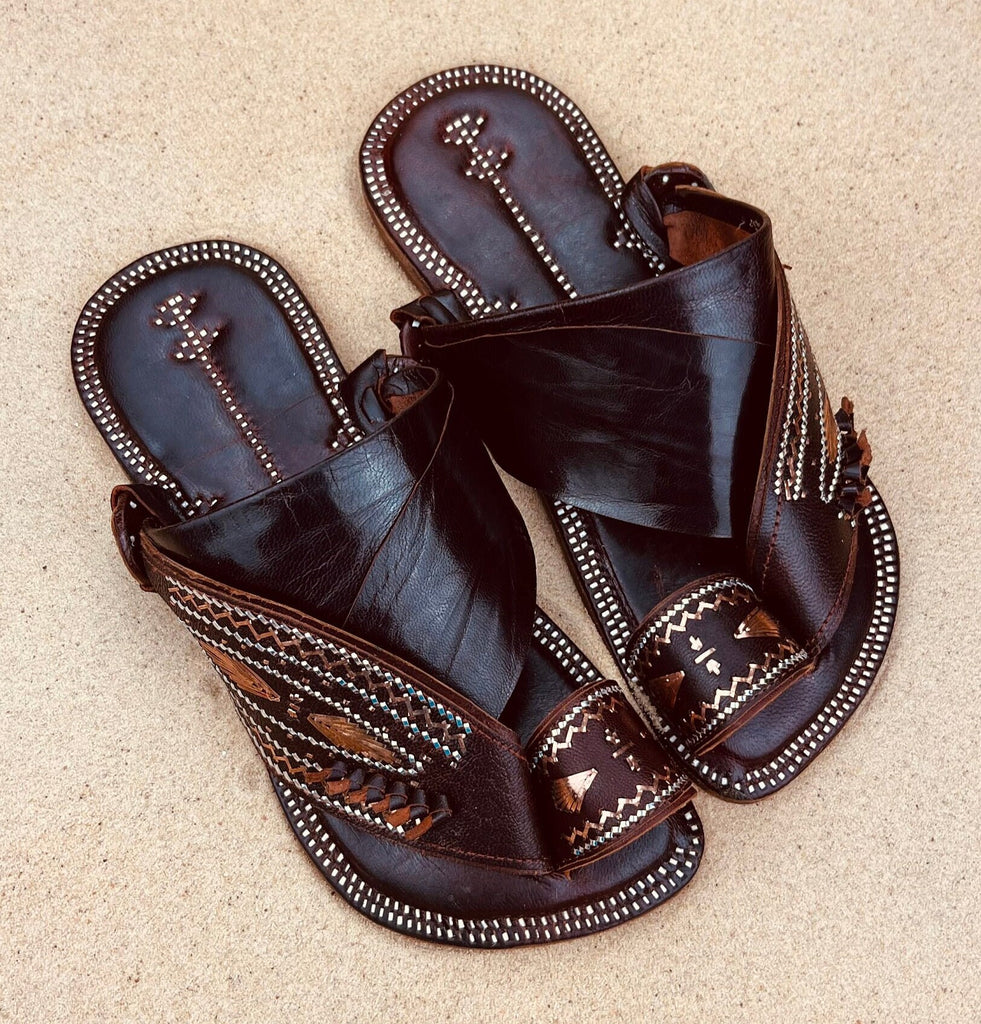 Mens Brown Leather Sandals ~ SandCruisers ~ Traditional Arabian Sandals ~ Great for Outdoors, Beaches, Parks, Lakes, Pools & Parties!