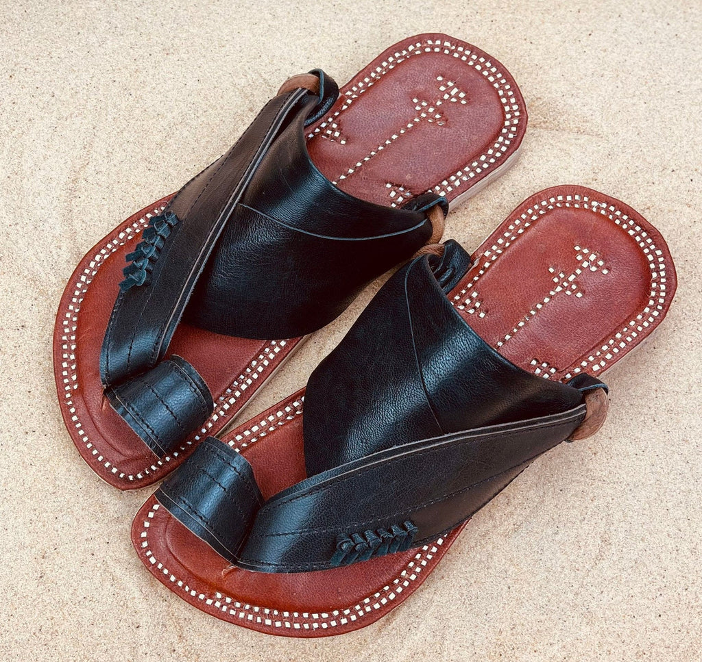 Mens Black Leather Sandals ~ SandCruisers ~ Traditional Arabian Sandals ~ Great for Outdoors, Beaches, Parks, Lakes, Pools & Parties!
