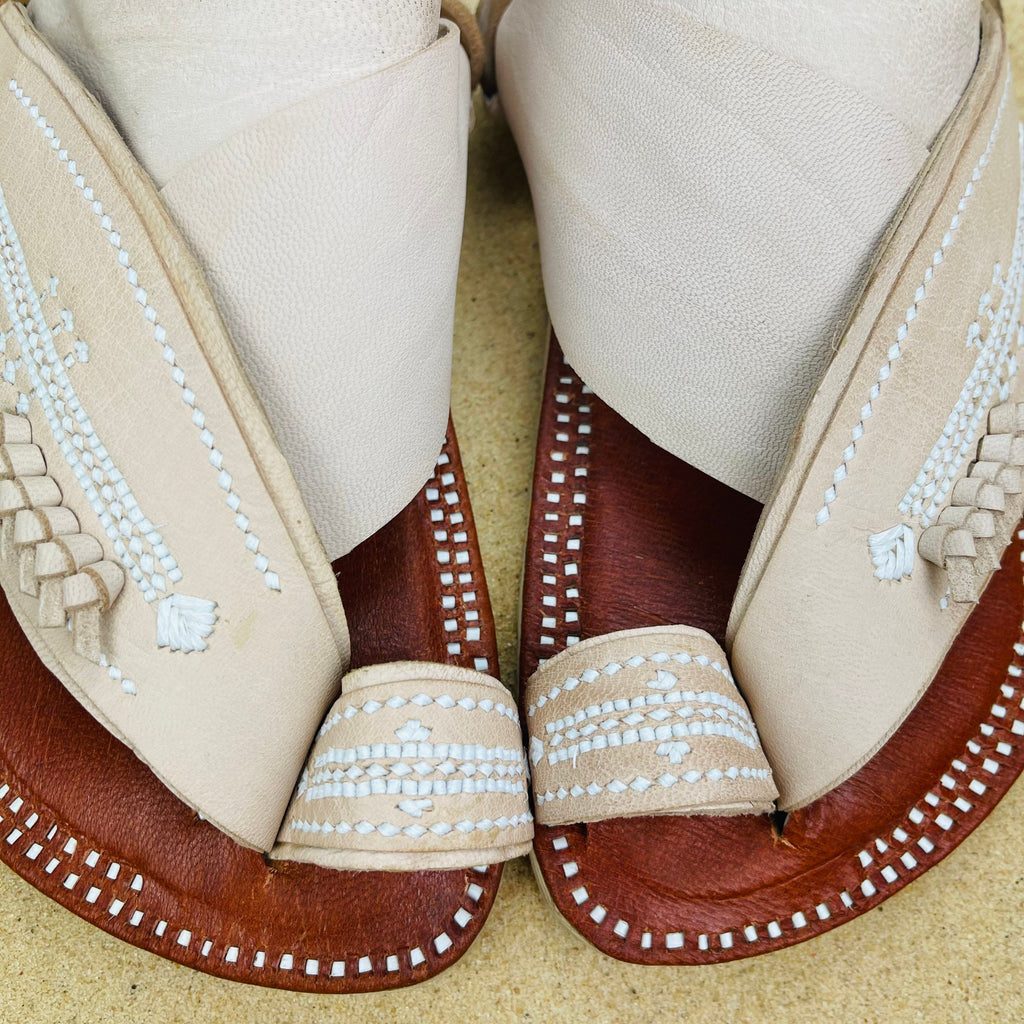 Womens Cream Leather Sandals ~ SandCruisers ~ Traditional Arabian Sandals ~ Great for Outdoors, Beaches, Parks, Lakes, Pools & Parties!