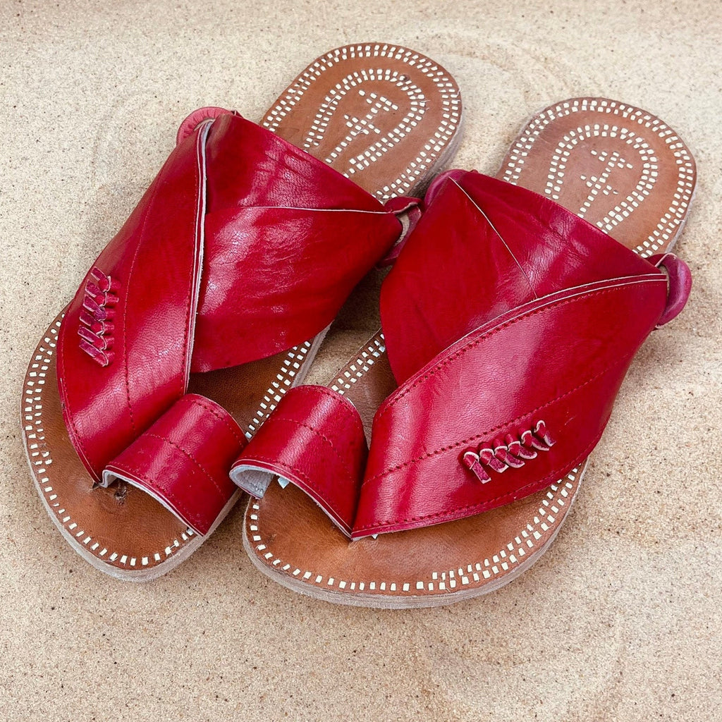 Mens Red Leather Sandals ~ SandCruisers ~ Handmade Traditional Arabian Sandals ~ Great for Outdoors, Beaches, Parks, Lakes and Earthing!