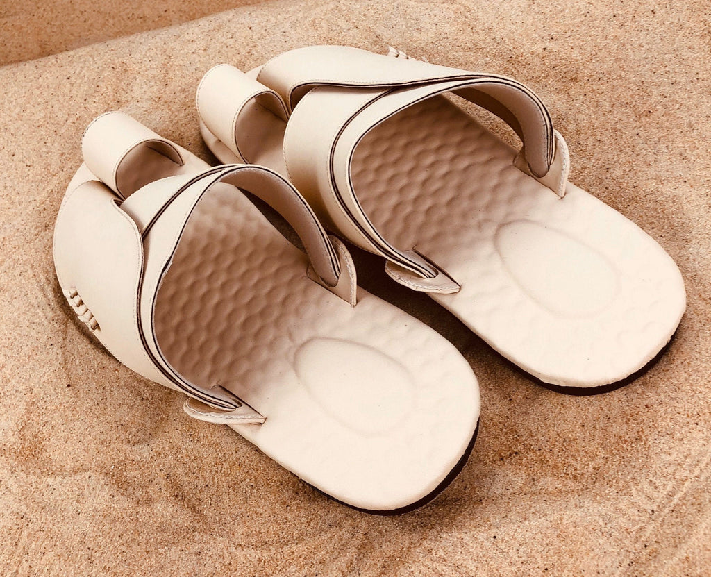 Mens Cream Vegan Leather Sandals ~ SandCruisers ~ Traditional Arabian Sandals ~ Great for Outdoors, Beaches, Parks, Lakes, Pools & Parties!