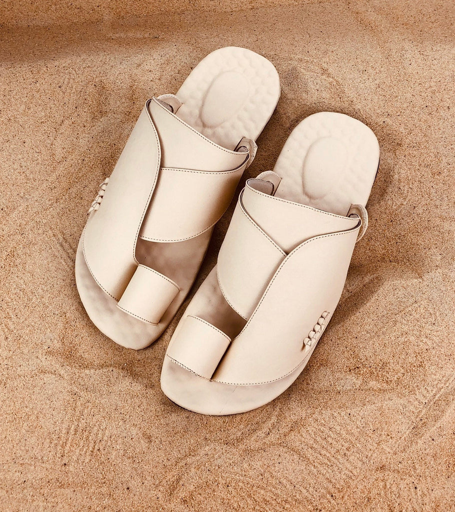 Mens Cream Vegan Leather Sandals ~ SandCruisers ~ Traditional Arabian Sandals ~ Great for Outdoors, Beaches, Parks, Lakes, Pools & Parties!