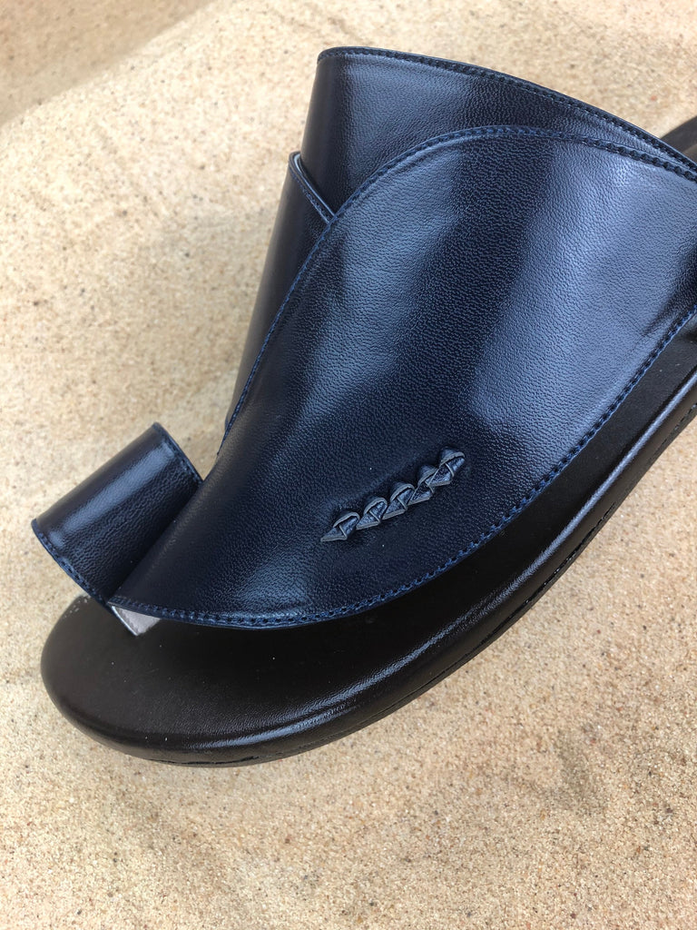 Mens Navy Vegan Leather Sandals ~ SandCruisers ~ Traditional Arabian Sandals ~ Great for Outdoors, Beaches, Parks, Lakes, Pools & Parties!
