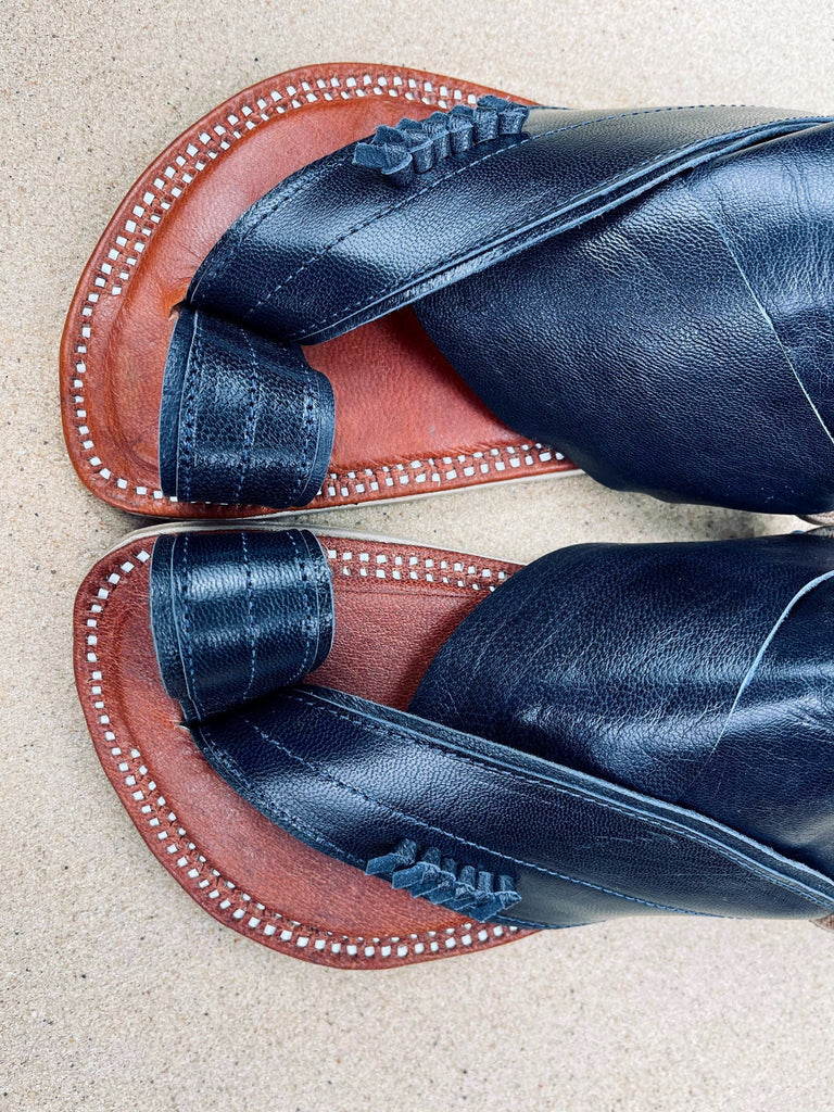 Mens Navy Blue Leather Sandals ~ SandCruisers ~ Traditional Arabian Sandals ~ Great for Outdoors, Beaches, Parks, Lakes, Pools & Parties!