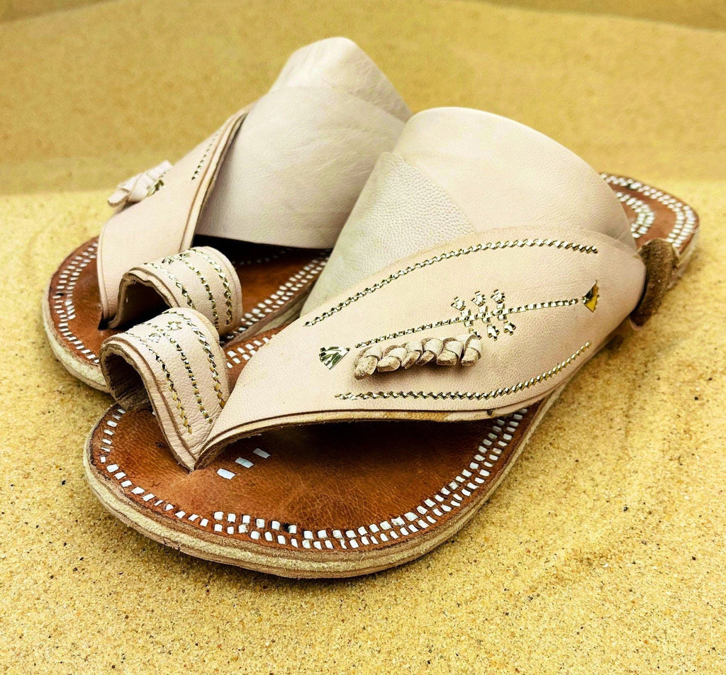 Womens Cream Leather Sandals ~ SandCruisers ~ Handmade Traditional Arabian Sandals ~ Great for Outdoors, Beaches, Parks, Lakes and Earthing!