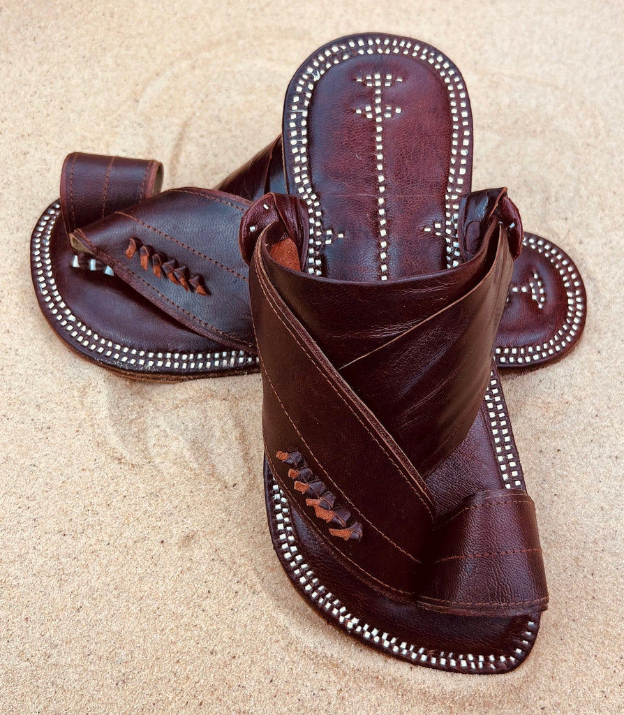Mens Brown Leather Sandals ~ SandCruisers ~ Traditional Arabian Sandals ~ Great for Outdoors, Beaches, Parks, Lakes, Pools & Parties!