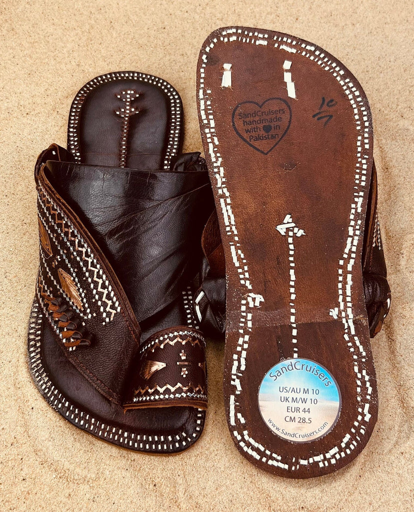 Mens Brown Leather Sandals ~ SandCruisers ~ Traditional Arabian Sandals ~ Great for Outdoors, Beaches, Parks, Lakes, Pools & Parties!