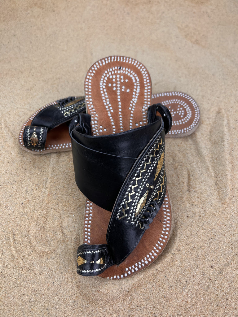 Womens Black Leather Sandals ~ SandCruisers ~ Traditional Arabian Sandals ~ Great for Outdoors, Beaches, Parks, Lakes and Earthing!