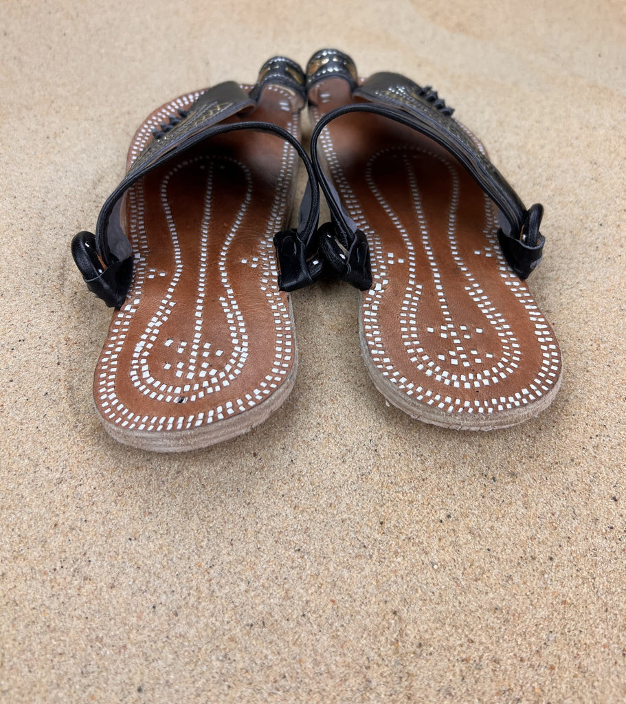 Womens Black Leather Sandals ~ SandCruisers ~ Traditional Arabian Sandals ~ Great for Outdoors, Beaches, Parks, Lakes and Earthing!