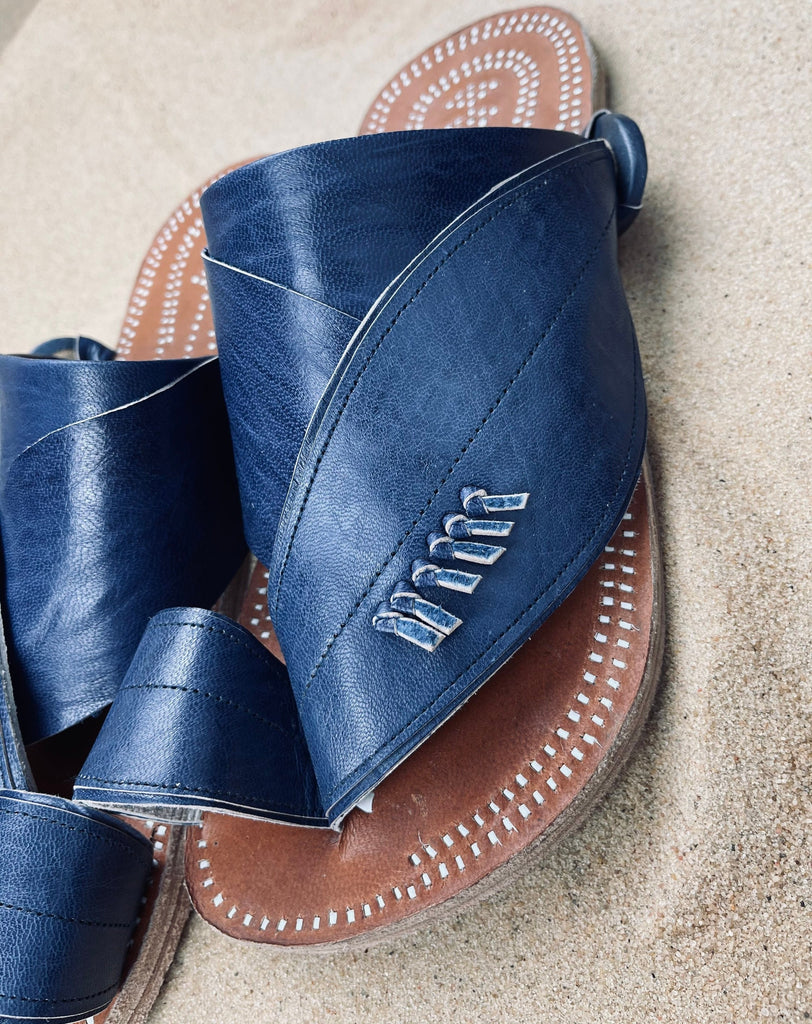 Mens Blue Leather Sandals ~ SandCruisers ~ Traditional Arabian Sandals ~ Great for Outdoors, Beaches, Parks, Lakes and Earthing!