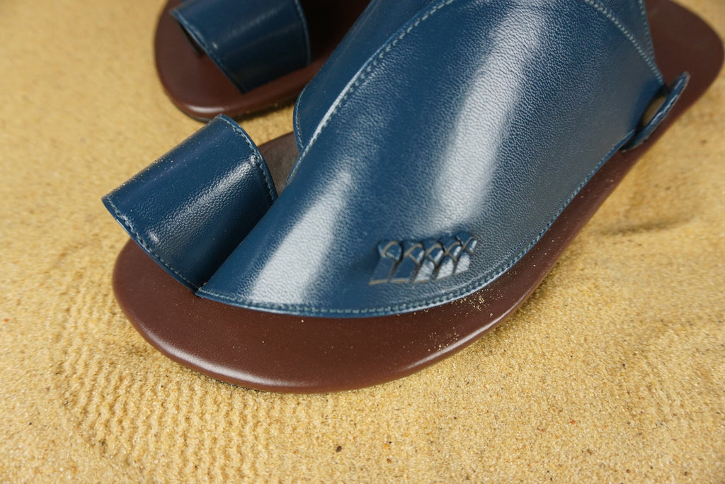 Mens Blue Vegan Leather Sandals ~ SandCruisers ~ Traditional Arabian Sandals ~ Great for Outdoors, Beaches, Parks, Lakes, Pools & Parties!
