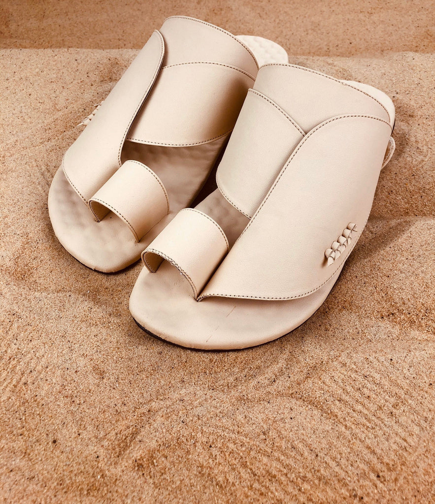 Mens Cream Vegan Leather Sandals ~ SandCruisers ~ Traditional Arabian Sandals ~ Great for Outdoors, Beaches, Parks, Lakes, Pools & Parties!
